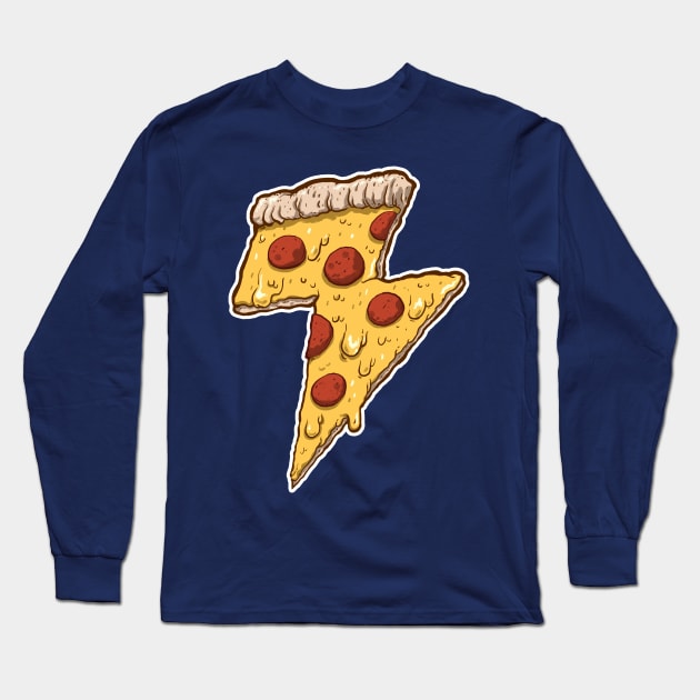 Thunder Cheesy Pizza Long Sleeve T-Shirt by exeivier